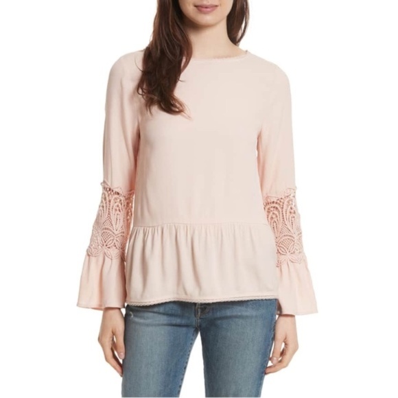 Joie Tops - JOIE Crochet Inset Bell Sleeve Blouse M